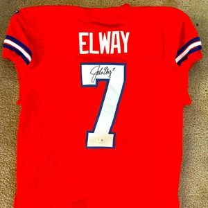 John Elway Autographed Orange Broncos Jersey Auto Beckett COA